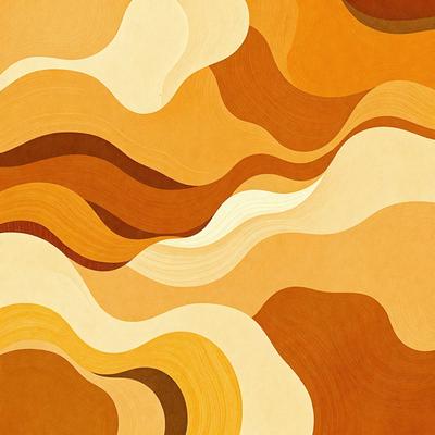The primary subject of the image is a colorful, abstract design featuring a mix of yellow, white, and brown colors. The setting is a wall, and the visual style appears to be a combination of digital art and illustration. The dominant colors and overall atmosphere of the image are warm and inviting, with a sense of movement and flow.